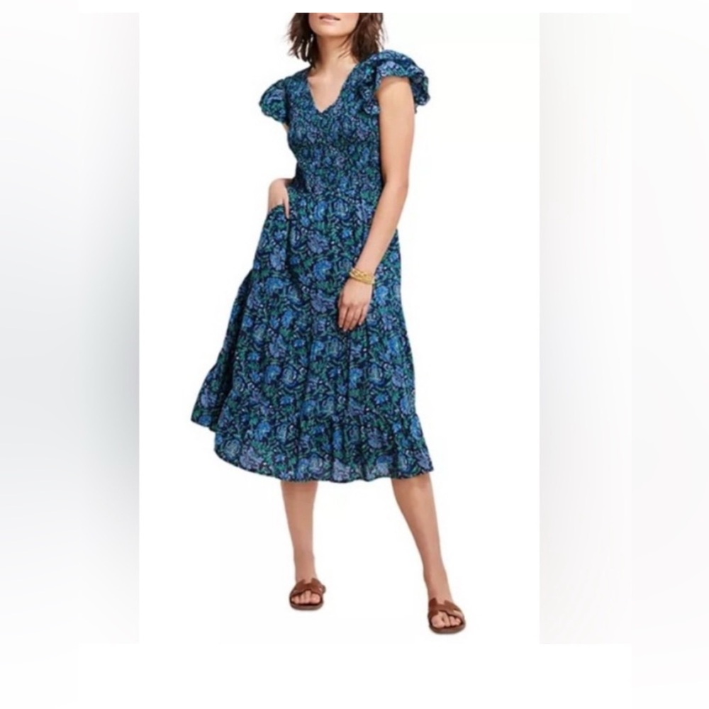 Vineyard Vines anegada smocked floral midi dress size Large NWT